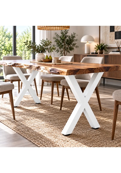 Evkolleksiyon X Tipi Metal Masa Ayağı 2 Li Takım 72x60 Cm 60x60 Profil Beyaz