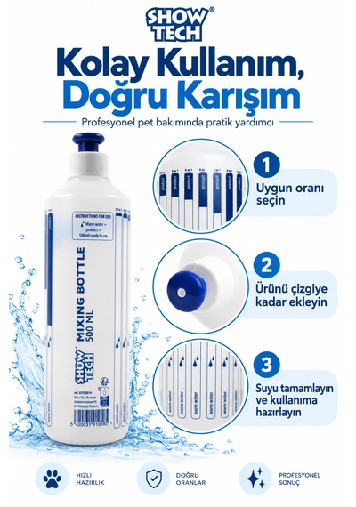 Showtech Konsantre Şampuan Seyreltme Şişesi 500 Ml - Ölçekli
