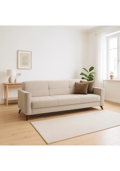 Modalife Star Üçlü Kanepe Yataklı/Sandıklı Krem