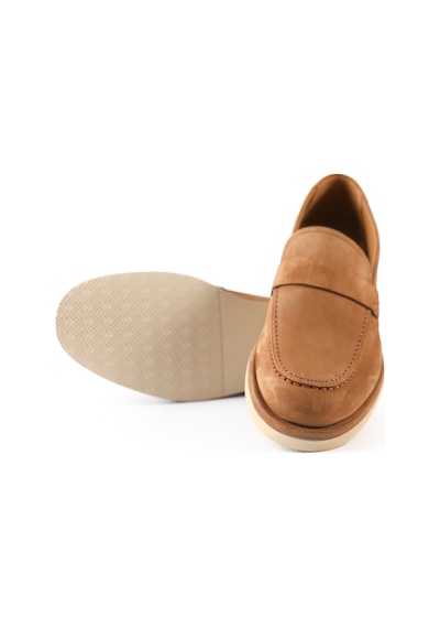 Tuna Hakiki Deri Camel Nubuk Loafer Erkek Ayakkabı - E4558 Camel