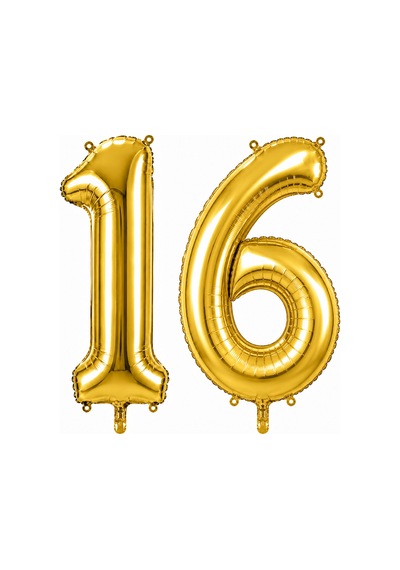 16 Rakam Folyo Balon Altın Rengi 100 Cm
