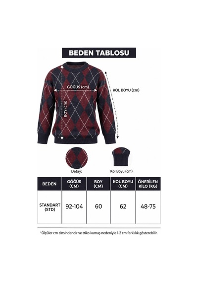 CEMO Argyle Desenli Bisiklet Yaka Triko Kazak Yeşil
