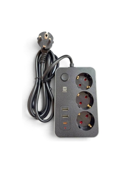 Hi-link 3 Soketli 1xtypec+2xusb Girişli 3 Metre Kablolu Termal Akım Korumalı Priz 0.35 M