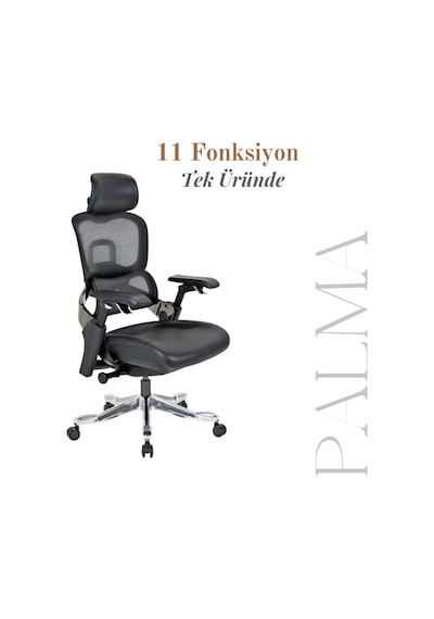 Casella Palma Fileli Yönetici Koltuğu Ofi S Koltuğu Ergonomik, Şık Ve Fonksiyonel Siyah