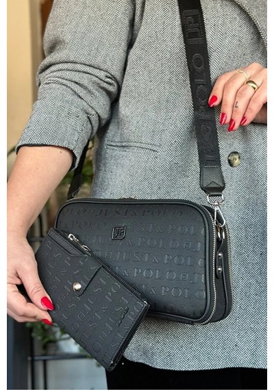 Just Polo Kadın Günlük Kullanıma Uygun Şık Omuz Çantası Ve Cüzdanı Kombin Shopper Siyah