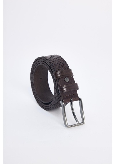 Tudors Erkek %100 Hakiki Deri 3,5 Cm Klasik Kahverengi Kemer -31568 Kahverengi