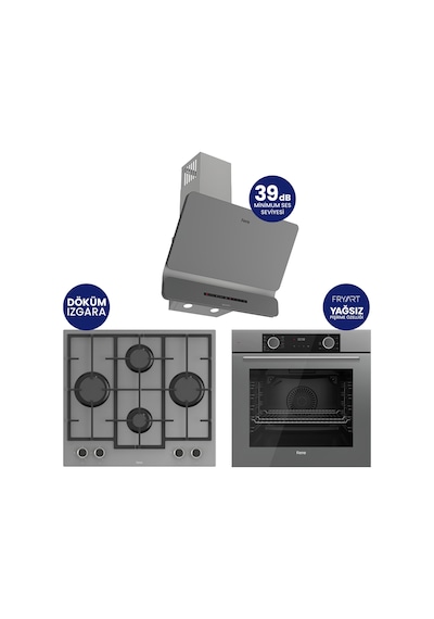 Fryart XE63CPR-LN388-D082SA Gri Chef Edition 3'lü Ankastre Set