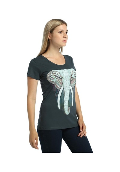 Bant Giyim - Elephant Fil Füme Kadın T-Shirt Tişört