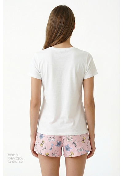 Penti Pembe Bow Of The Day Pamuklu Şortlu Pijama Takımı