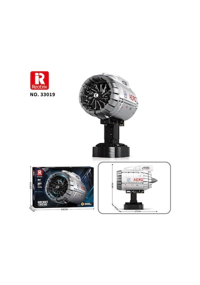 Reobrix Technic 33019 Uçak Motoru Aircraft Engine Batarya&motorlu Yaratıcı Yapı Blok Seti Building Blocks - 1813 Parça