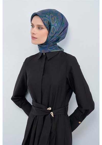 Armine İpek Eşarp 2026 Yaz - 9540-80 Yeşil Mor Twill