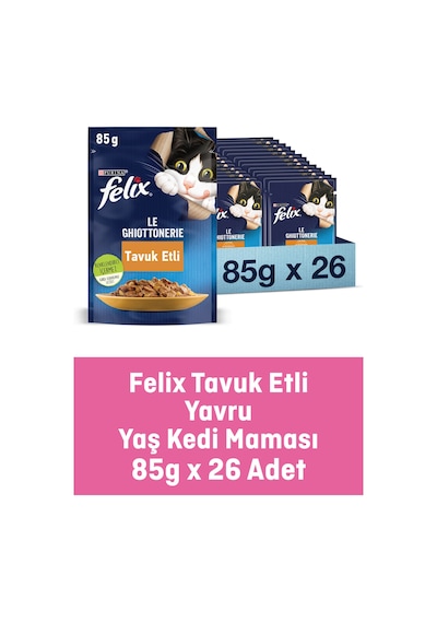 Felix Tavuklu Yaş Yavru Kedi Maması 26 x 85 G