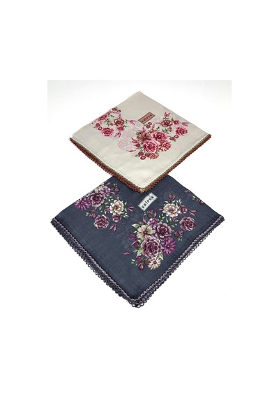 Eripek 2'li Paket Oyalı Pamuk Yazma 6595 Füme-taş