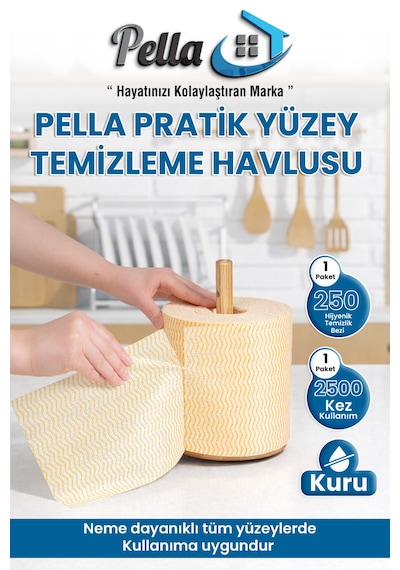 250 Adet Ekonomik-pratik Çek-kopar Rulo Mikrofiber Temizlik Bezi 17x18 Cm Sarı