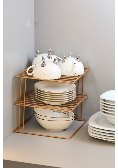 Edora Home 3 Katlı Dolap Içi Düzenleyici Çok Amaçlı Rose Raf - Metal Paslanmaz