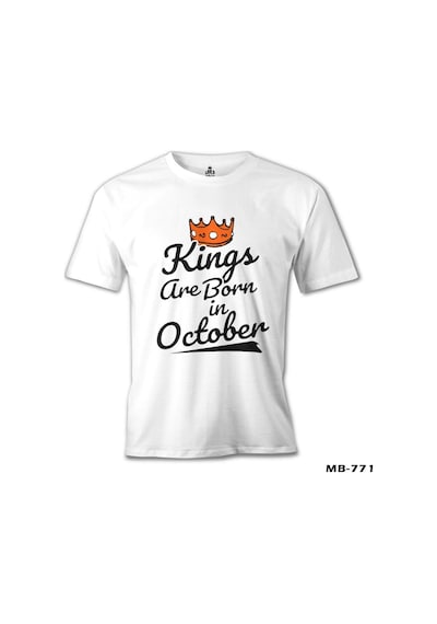 Kings Born On October - Crown Beyaz Erkek Tshirt