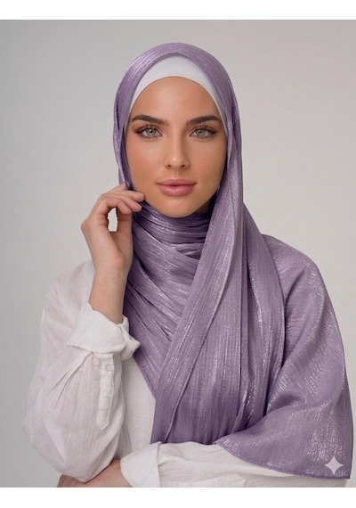 İpek Dükkanı Organza Shımmer Abiye Üzeri Parlak Şal Leylak