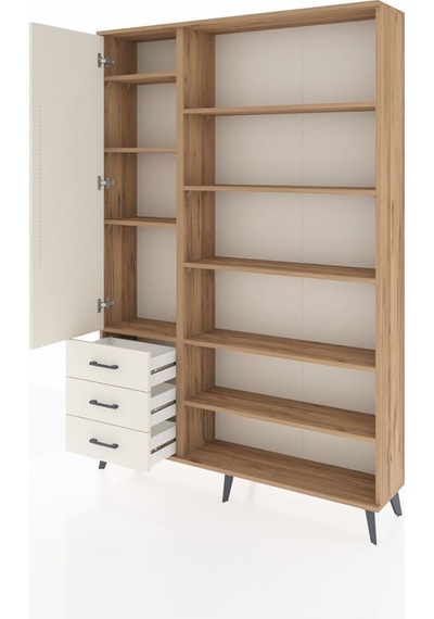 Arges Dolap 9 Raflı 3 Çekmeceli 3 Kapaklı 132x30x195 Çam-ayta... Çam