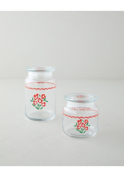 English Home Bright Parade Cam Kavanoz 500 Ml Kırmızı - Beyaz Kırmızı - Beyaz