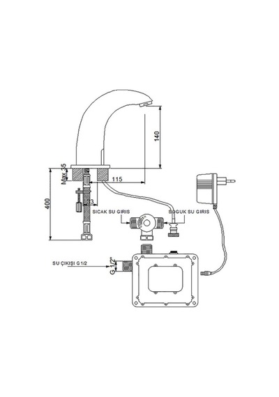 Newarc 510523B Elite Fotoselli Lavabo Bataryası Siyah