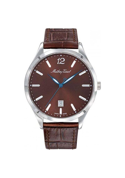 Mathey Tissot H411am Swiss Made Deri Kordon Safir Çizilmez Cam Kahverengi Erkek Kol Saati