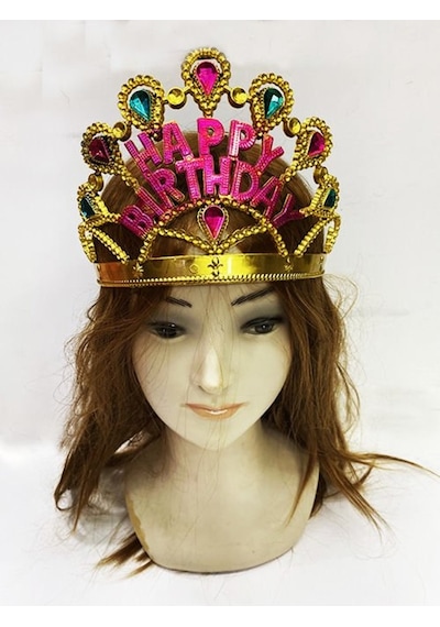Altın Renk Happy Birthday Yazılı Doğum Günü Tacı 60 Cm