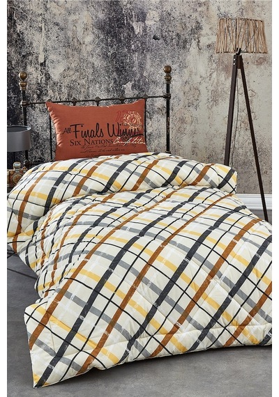 Komfort Home Tek Kişilik Baskılı Pamuklu Silikon Yorgan + Yastık (524987618)