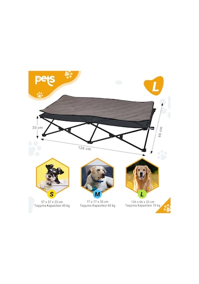 Kingcamp Pets Sedum L Katlanır Köpek Yatağı Siyah
