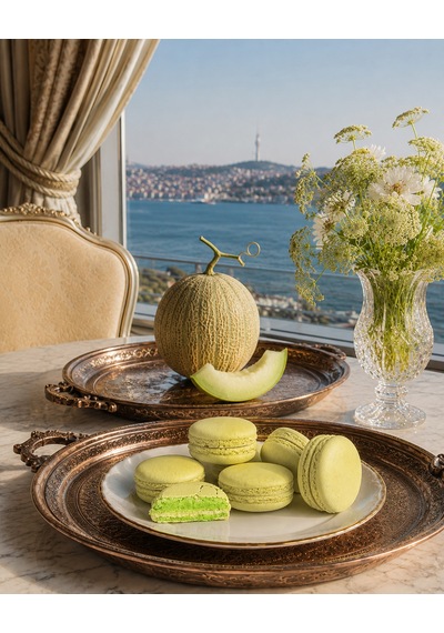 Bal Kavunu Ve Şeftalili El Yapımı Fransız Makaronu 12'li Premium Hediye Kutusu