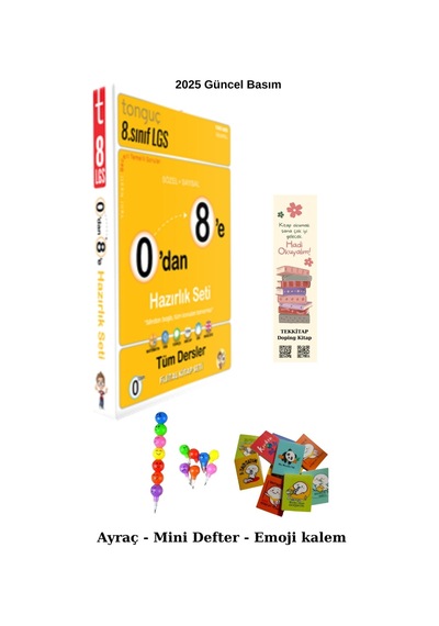 Tonguç 0'dan 8'e Konu Anlatımlı Soru Bankası Emoji Kalem+mini Defter+ayraç