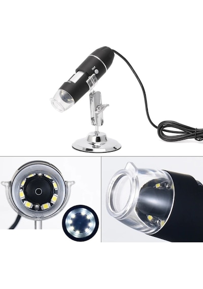 1600x Usb Dijital Mikroskop Kamera Endoskop 8 Led Büyüteç Metal Standı 509ef