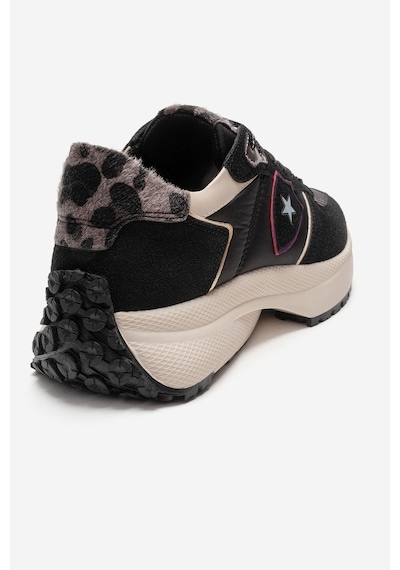 Luvishoes Bıella Siyah Süet Desenli Kadın Sneaker Siyah