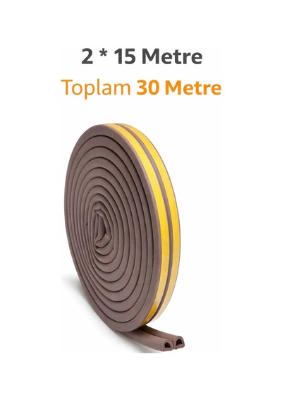 Kendinden Yapışkanlı Kapı Pencere Bandı Fitili Soğuk İzolasyon Kauçuk Bant 15x2 30 Metre Kahve Diğer