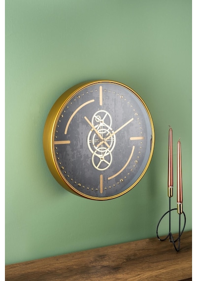 Çarklı Duvar Saati - 46 Cm Altın