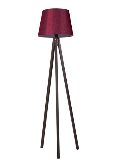 3 Ayakl Lambader Tripod Ayaklı Ahşap Abajur Bordo Kahve Ly651