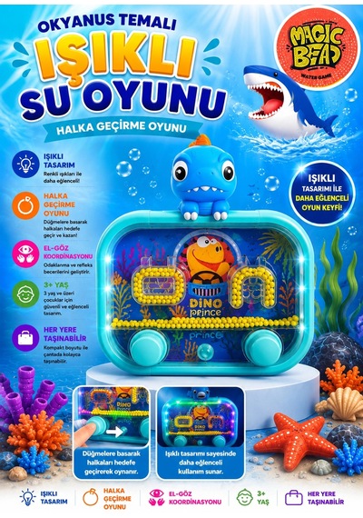 Su Oyunu Water Game Çocuklar İçin Eğlenceli Halka Geçirme Işıklı Dinazor Modelleri 2586bc-l12turku