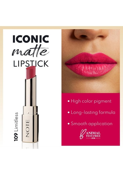 Cosmetics Iconic Matte Lipstick 109 Limitless Kalıcı Mat Ruj, Pembe Çok Renkli