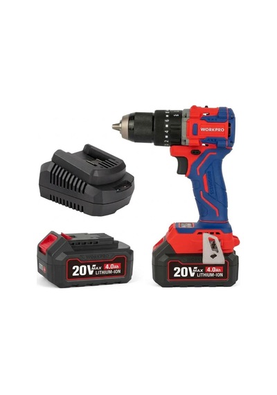 Workpro Wp390020 20volt 4.0ah Li-ion 65nm. Çift Akülü Kömürsüz Profesyonel Şarjlı Darbeli Matkap