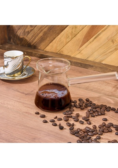 Cheff Star Düz Borosilikat Cam Cezve - Şeffaf - 400 Ml Çok Renkli