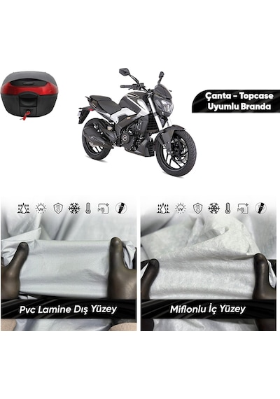 Bajaj Domınar D 250 Motosiklet Brandası Su Geçirmez Miflonlu Topcase Çanta Uyumlu