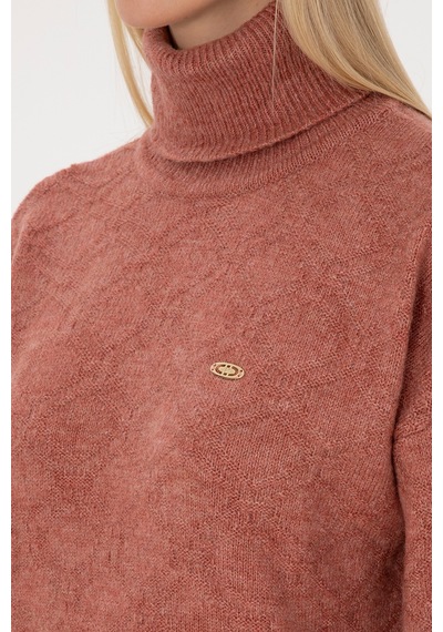 U.S. Polo Assn. Kadın Gül Kurusu Boğazlı Kazak 50309658-VR026