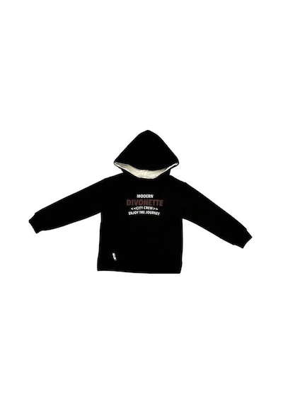 Divonette Erkek Çocuk Önü Yazılı Şardonlu Sweatshirt-15093 Siyah