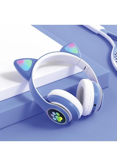 Rainwork Kedi Kulaklık 5.0 Akıllı Rgb Led Detaylı Bluetooth Kablosuz Kulaklık Çocuk Oyuncu