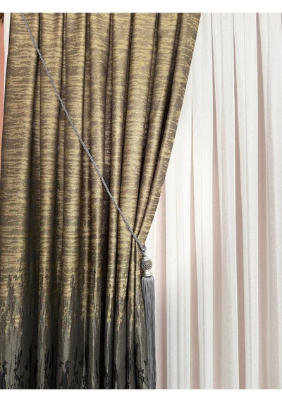 Diletto Kornişe Uyumlu Tafta Dokuku Sık Pile Pano Fon Perde Ütü İstemez Siyah Hardal