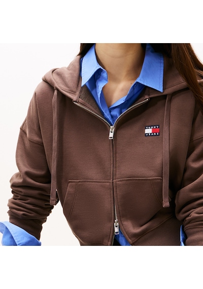Tommy Hilfiger Bxy Crop Zip Kadın Kahverengi Sweatshirt Dw0dw21976 Kahverengi