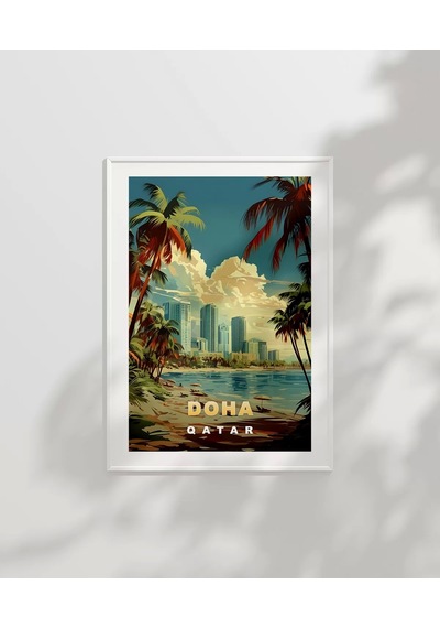 Çerçevesiz Poster Doha Şehir Manzarası