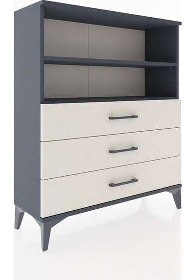 Arges Şifonyer 2 Raflı 3 Çekmeceli 88x30x106 Antrasit-aytaşı Antrasit