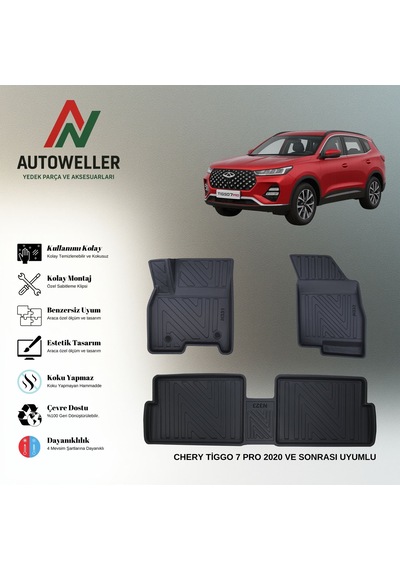 Chery Tiggo 7 Pro 2020 Sonrası Uyumlu Havuzlu Oto Paspas