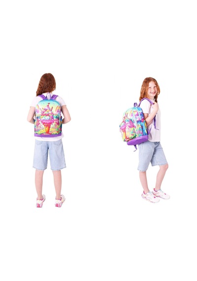 Kaukko Kids Layer Kız Çocuk Okul Çantası + Kalem Çantası Seti Kırmızı Mavi - Dondurma Kırmızı - Mavi