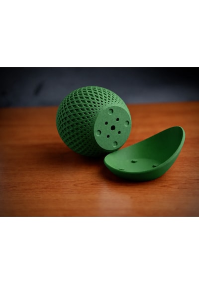 3d Baskı Küre Saksı - Kafes Dokulu İki Parçalı Dekoratif Saksı - Yeşil-yeşil Çok Renkli